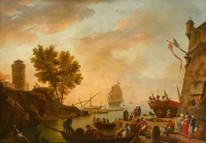 Harbour Scene – Evening (after Claude Joseph Vernet )