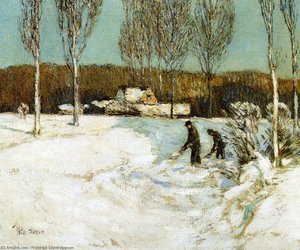 Shoveling Snow, New England — Фредерик Хассам, Impressionist Landscape