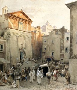 Funeral In Palestrina — Oswald Achenbach