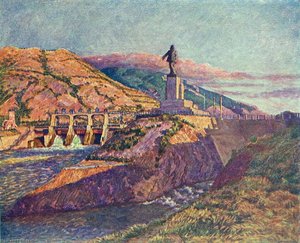 Hydroelectric Power Plant And A Statue Of Lenin — Ilya Ivanovich Mashkov