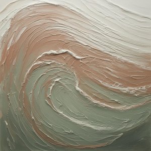 Ephemeral Current: A Study In Sage, Blush, And Cyclical Momentum. — Christian Noiret, Contemporary Abstract Painting