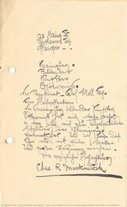 Letter Of Acceptance To Be A Corresponding Member By Charles R. Mackintosh — Charles Rennie Mackintosh