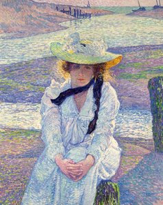 Young Woman On The Sand Shore — Theo Van Rysselberghe