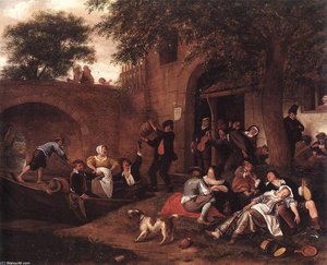 Leaving The Tavern — Jan Havickszoon Steen, Baroque