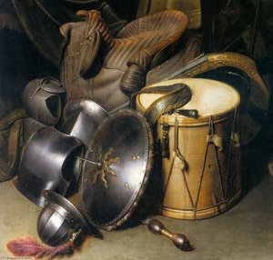 A Soldier Of The Leiden Civic Guard With An Arms Still Life (detail) — Gerrit Dou