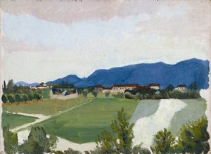 Aerodrome With Camouflaged Hangars — Sydney William Carline