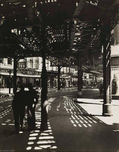 El Second And Third Avenue Lines Bowery And Division Street, Manhattan — Berenice Abbott