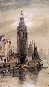Montelbaanstoren In Amsterdam Sun — Charles Henri Joseph Leickert