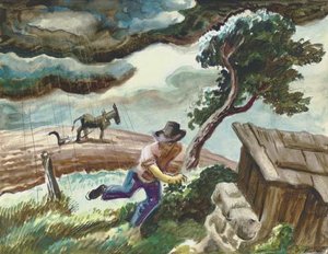 Running Before The Storm — Thomas Hart Benton