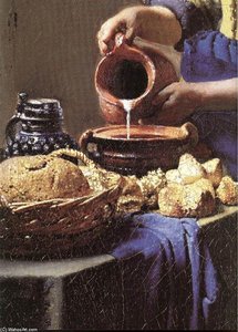 The Milkmaid (detail) (10) — Johannes Vermeer