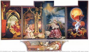The Annunciation; Virgin And Child With Angels; The Resurrection (2nd Face With Open Wings) — Matthias Grünewald
