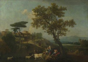 Landscape With Cattle And Figures — Francesco Zuccarelli