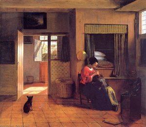 A Mother And Child With Its Head In Her Lap — Pieter De Hooch