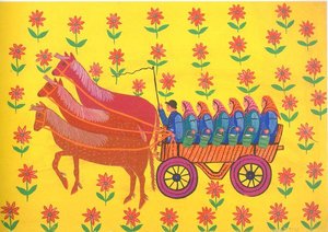 Ukrainian Milkmaids Work Hard Like Miners — Maria Primachenko, Naive Art / Primitivism