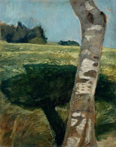 Birch Trunk In Front Of Landscape — Paula Modersohn-becker, Early Modern Painting