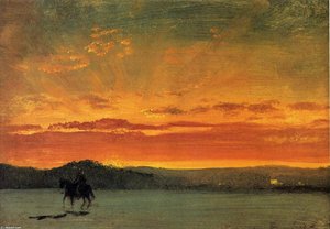 Indian Rider At Sunset — Albert Bierstadt