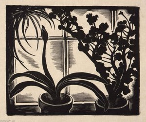 Window Plants (illustration For The Checkerboard) — Howard Cook