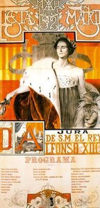 Poster For Fiesta En Madrid. Jura De S. M. El Rey Alfonso Xiii — José Mongrell Torrent, Art Nouveau