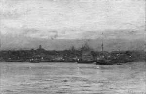Evening, New Bedford Harbor — Dwight William Tryon