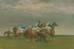 Start Of A Steeplechase — Sir Alfred James Munnings, Impressionism