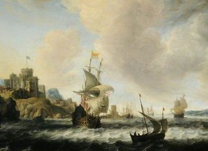 Coast Scene With Shipping — Bonaventura I Peeters