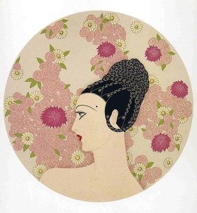 Profile In Pink Flowers — Erté