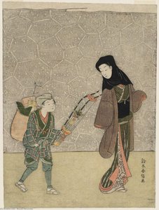 Woman And Child With New Year Decorations — Suzuki Harunobu