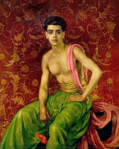 Ranken, Portrait Of An Anglo-indian Student With A Flower Of Hibiscus — William Bruce Ellis Ranken
