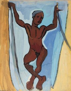 Standing Male Nude With Arms Raised — William H. Johnson