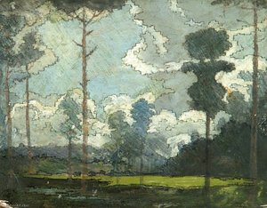 Landscape, Trees And Green Field — Sidney Herbert Sime