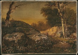 Autumn Landscape With Man Fishing — Уильям Моррис Хант