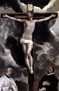 Cristo en la cruz adorado por dos donantes