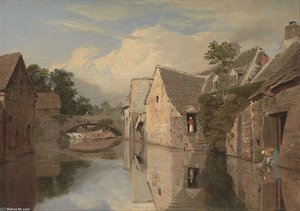 Cottages By A River — William Linton