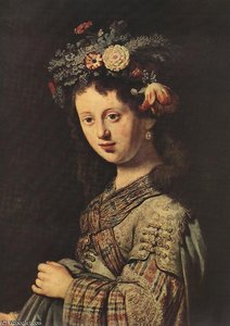 Saskia As Flora (detail) — Rembrandt Van Rijn, Baroque
