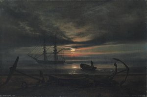 Danish Coast By Moonlight — Johan Christian Claussen Dahl