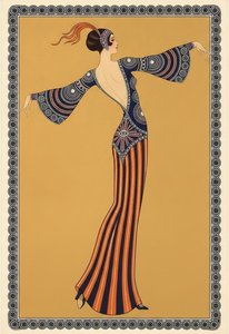 Ochre Silhouette In Navy And Burnt Orange Patterns — Valentin Laurent De Courcey, Art Deco