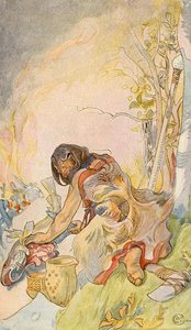 Stone Age Woman — Carl Larsson, Realism