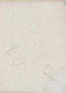 A Sketch Of A Man Writing A Letter — Raja Ravi Varma