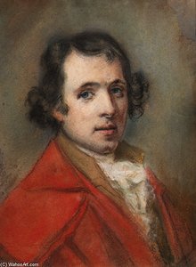 Portrait Of Antonio Canova, Bust-length, In A Red Coat — Hugh Douglas Hamilton