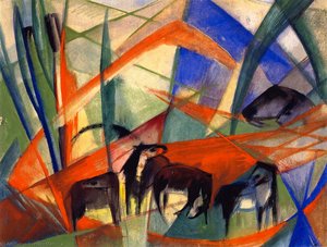 Landscape With Black Horses — Franz Marc, Cubism