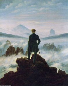 Der Wanderer Über Dem Nebelmeer — Caspar David Friedrich, Romantic Landscape Painting