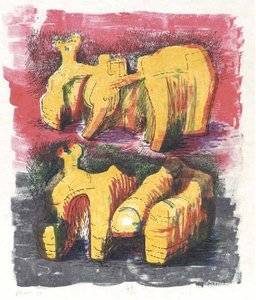 Two Reclining Figures In Yellow And Red — Henry Moore, Modernism