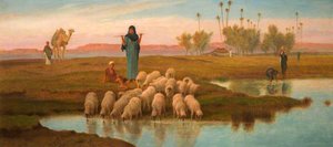 Shepherdess And Her Flock At A Pool Left By The Subsiding Of The Overflow Of The Nile — Frederick Trevelyan Goodall