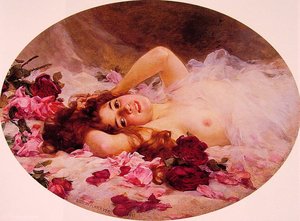 Beauty Amid Rose Petals — Louis Marie De Schryver