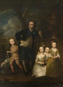 Sir Thomas Samwell (1687–1757), With His Four Children Thomas, Millicent, Mary And Frances — Philippe Mercier