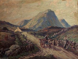 Mountain Landscape With A Donkey Cart And Figures — Charles J. Mcauley