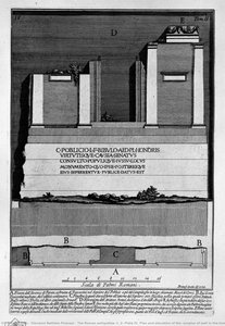 The Roman Antiquities, T. 2, Plate Iv. Plan And Elevation Of The `surplus Of Wall In The Tomb Of C. Poblicio At The Foot Of The Capitol In A Place Called Macel De `corvi. — Giovanni Battista Piranesi, Neo Classicism