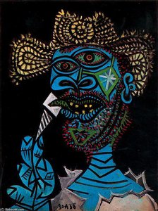 Man With A Straw Hat And An Ice-cream — Pablo Picasso, Synthetic Cubism