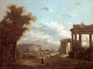Classical Landscape with Ruins and Two Figures