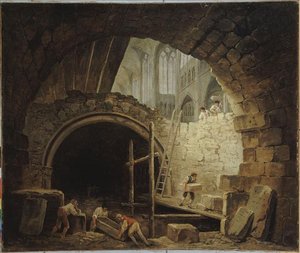 La Violation Des Caveaux Des Rois Dans La Basilique De Saint Denis, En Octobre 1793 — Hubert Robert, Romanticism